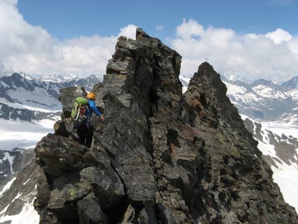 Kletterei am Verbindungsgrat zum Hohe Wilde Nordgipfel