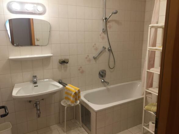Badezimmer mit Waschbecken und WC