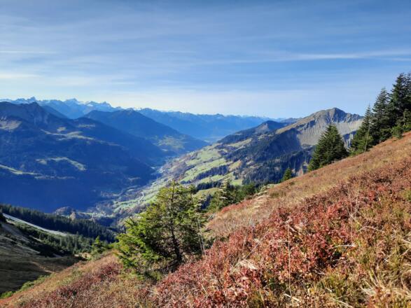Blick talauswärts während des Aufstiegs