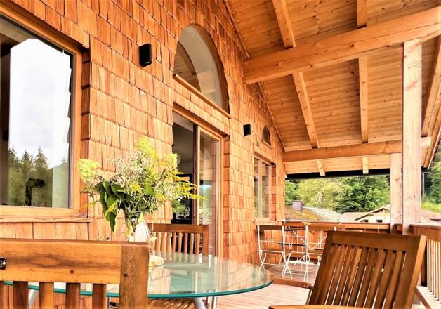 Die großzügige Balkonterrasse mit herrlichem Panorama. Naturgenuss in Bayern, Fewo zwischen Berg und Bach