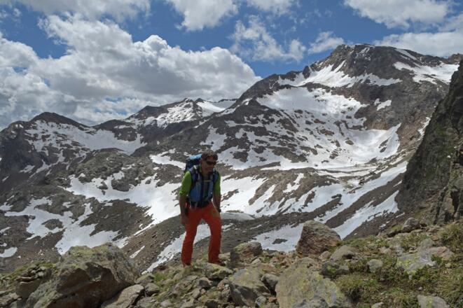 Übergang zur Bremer Hütte, Blick auf Schneespitze
