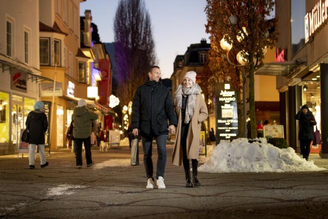 Winter in der Fußgängerzone Bad Reichenhall
