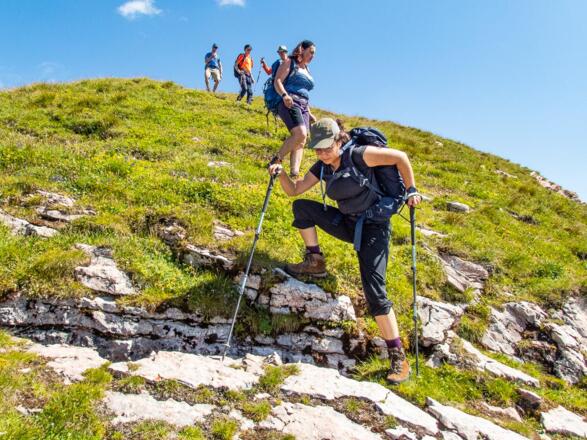 Steil geht es vom Pöngertlekopf wieder hinunter.