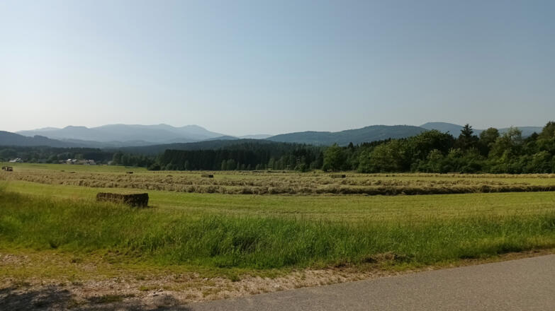 Blick zu Gr. Arber und Falkenstein von Oberfrauenau