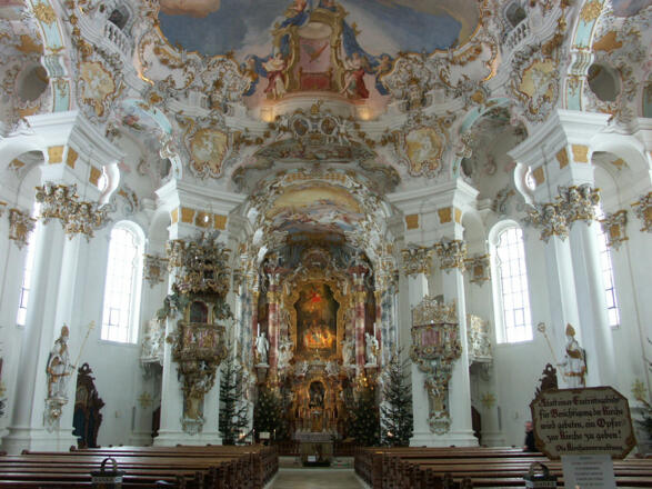 Der Innenraum der Wieskirche.