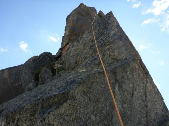 Vom 1. Stand in erste 1. Abseilstelle zurück