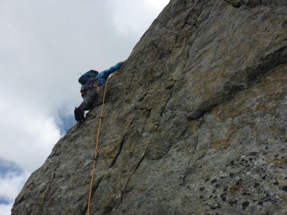 Vom 15. Stand in 16. Seillänge (knapp unter der Schlüsselstelle)
