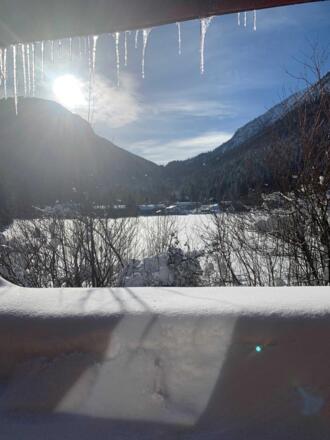 Außblick Balkon Winter