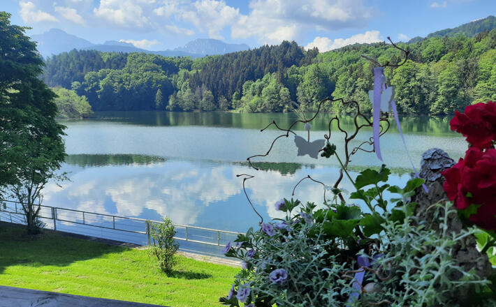 Ausblick vom Seecafè Maria über den Höglwörther See