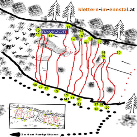 Topo Burgfels - Sektor Untere Wand