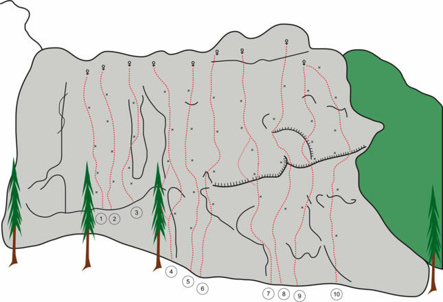 Topo Rioesenbergerwand - Mittlere Wand
