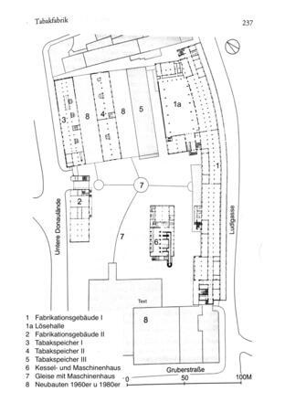 Tabakfabrik Linz Gebäudelageplan