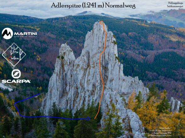 Topo Klettertour Adlerspitze Normalweg im Höllengebirge