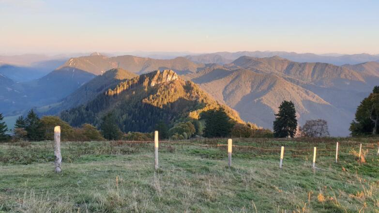 Pfaffenstein und Hohe Dirn in der Abendsonne
