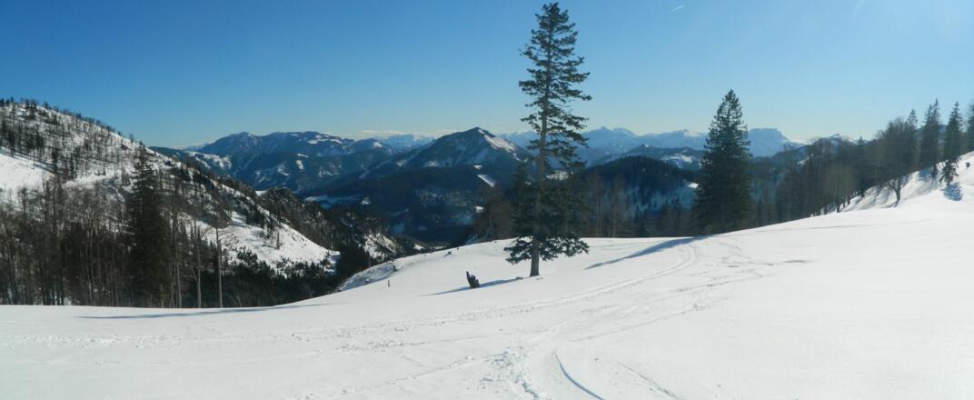 Blick ins Gesäuse bei der Abfahrt