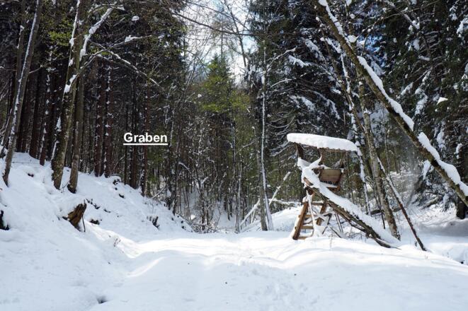 Jagastand 710m nach dem weglosen Grabenabstieg