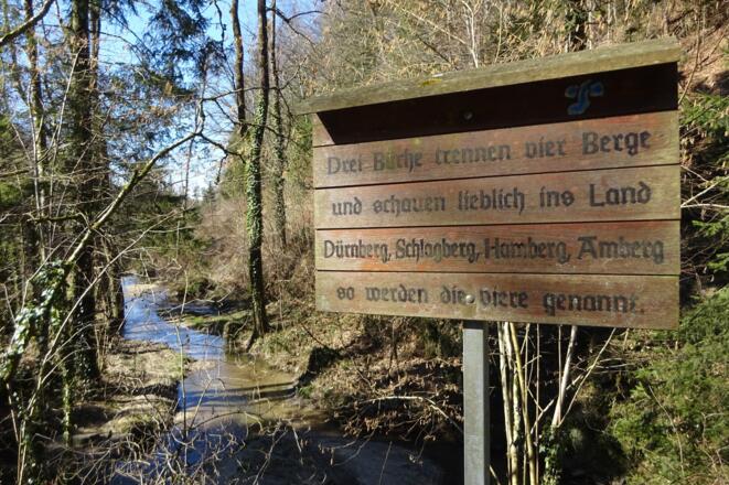 Drei Bäche, vier Berge-Tafel