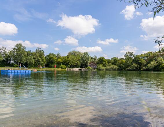Schwimminsel auf dem Eichenauer See