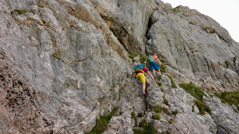 Kurzer drahtversicherter Steig am Sagzahn
