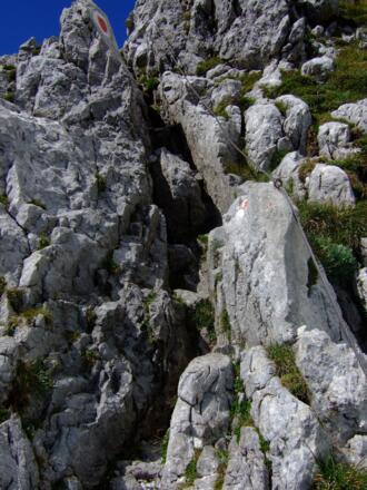 Schlüsselstelle auf dem Weg vom Carl-von-Stahl-Haus zum Hohen Brett