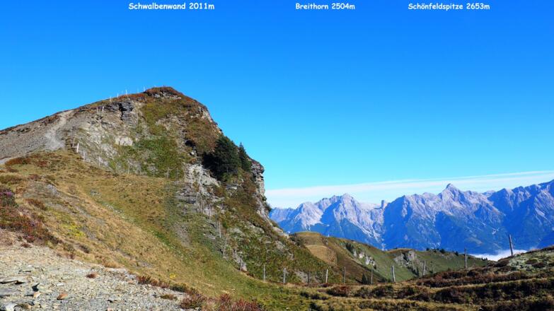 Rückblick zur Schwalbenwand vom Gratübergang