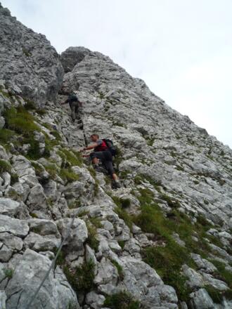 Schlüsselstelle: durch den "Kamin" zur Göllleiten.