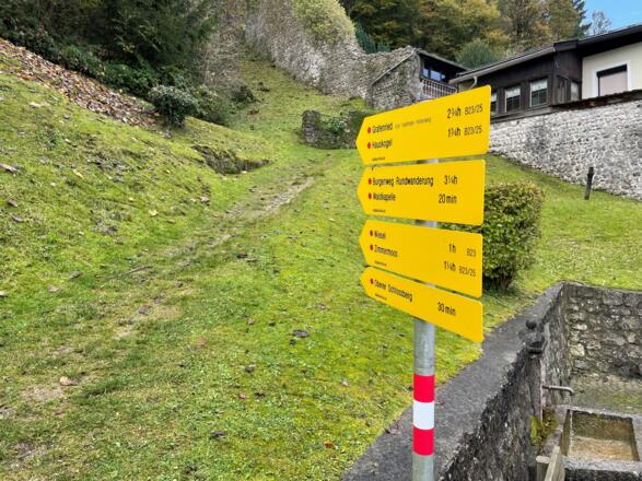 Beschilderung Burgenweg beim Kundler Tor Rattenberg
