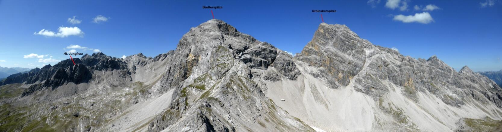Ht. Jungfrau, Bretterspitze, Urbleskarspitze - von Steinspitzl