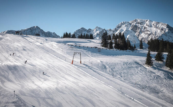 Skigebiet Rossfeld vor dem Hohen Göll