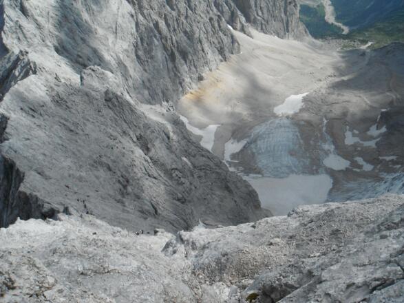 Rückblick vom oberen Teil des Klettersteigs