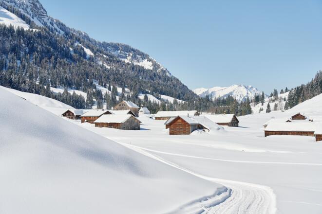 Die Vorsäßsiedlung Schönenbach im Winter