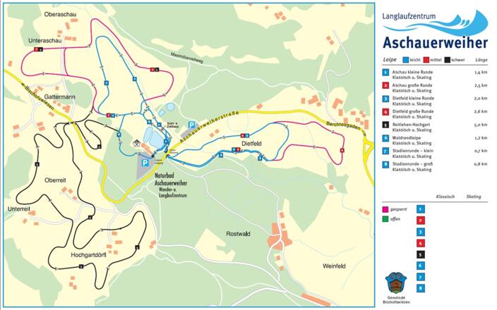 Loipenplan Aschauerweiher