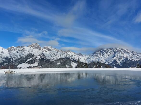 Blick zum steinernen Meer und Hochkönig