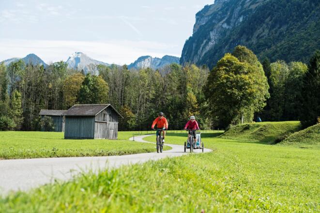 Radfahren im Vorsäß Enge in Mellau