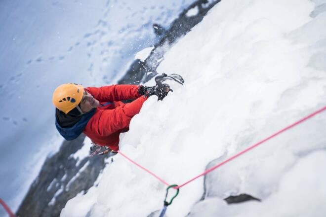 Im Eisschild oberhalb der Schlüsselstelle