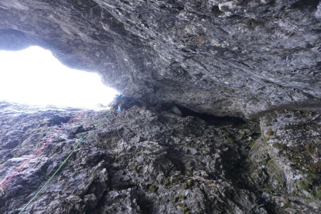 Die Schlüsselstelle (leider ohne Eis) in der 3. Seillänge