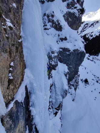 Blick in die steile zweite Seillänge