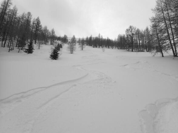 Bald ist die normale Skiroute erreicht
