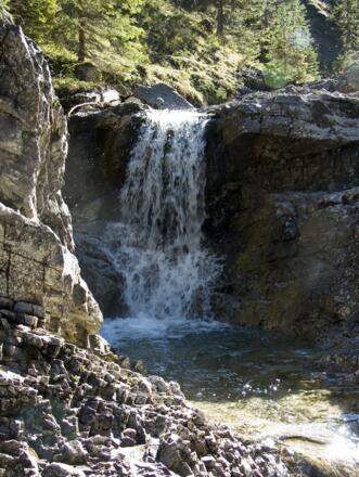 Ein großer Teil des Abstiegs verläuft neben dem wilden Moosbach, der früher der Holztrift diente.