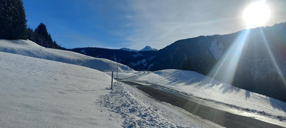 Geräumter Winterwanderweg Richtung Hintergant