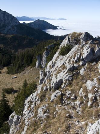 Gipfelblick nach Westen zu Glaswand und Rabenkopf