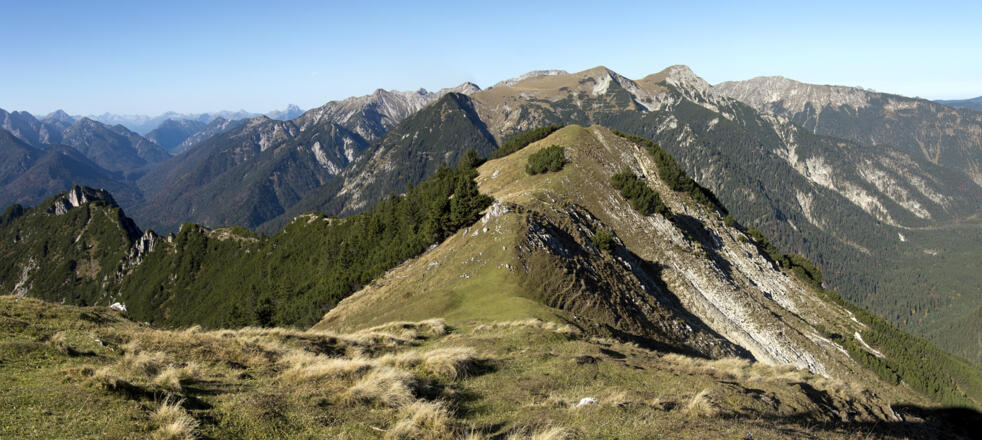 Gipfelpanorama vom Rauhenstein bis zum Kuchelberggrat