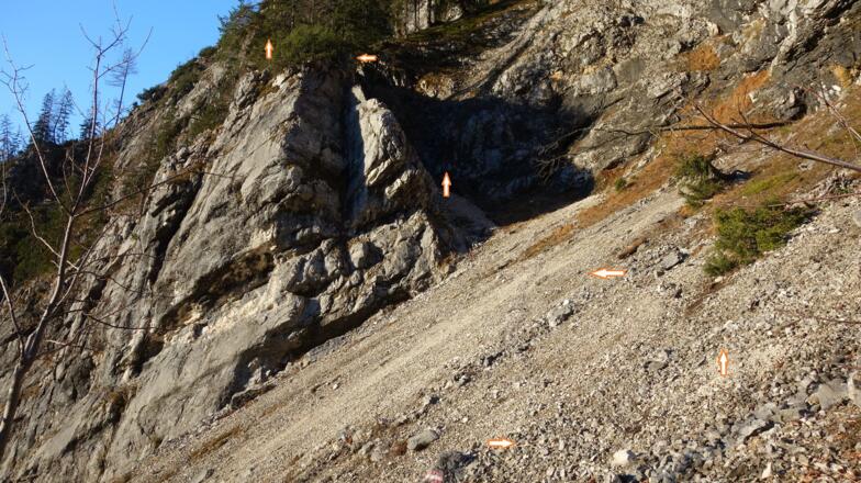 Einstieg zur Querung um 1025m.