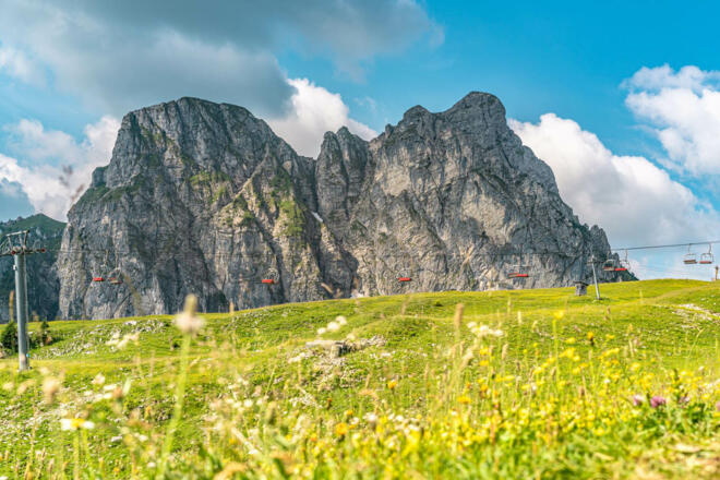 Aussicht auf Aggenstein mit Breitenbergbahn