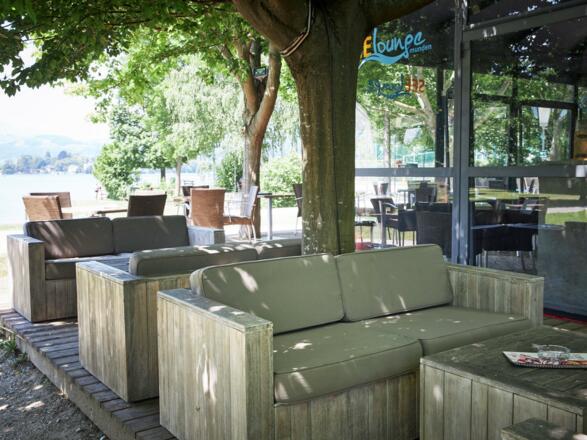 Seelounge Gmunden Ausblick auf den Traunsee