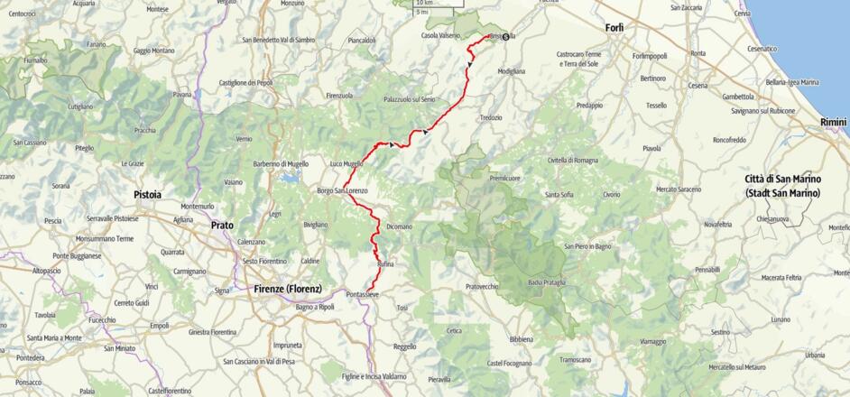 Tag 10, Brisighella - Pontassieve, 94 km
