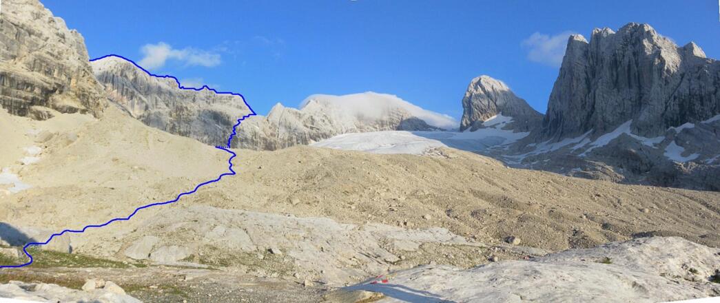 Blick von der Adamekhütte ins Gosaugletscherbecken