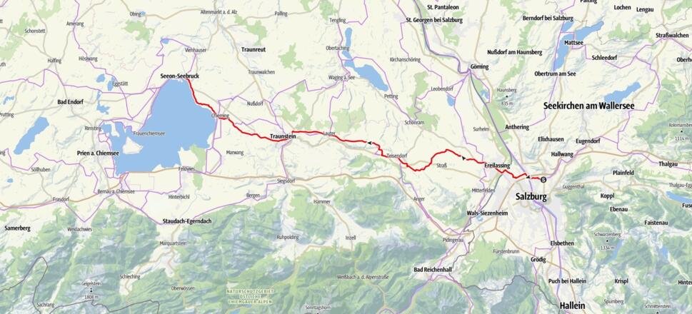 Tag 1, Salzburg - Seebruck, 56 km