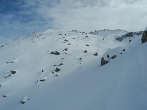 Blick hinauf zur Grauen Wand
