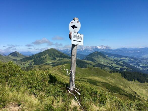 am Gipfelgrat - Blick Kaisergebirge